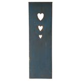 Antique 19THC ORIGINAL BLUE PAINT DOOR WITH HEARTS