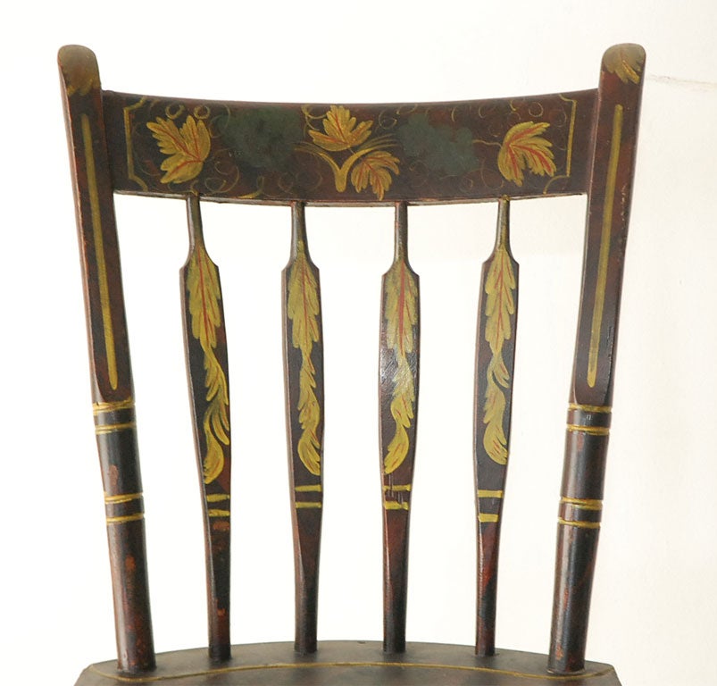 American 19THC ORIGINAL BLACK PAINTED ARROW BACK CHAIRS