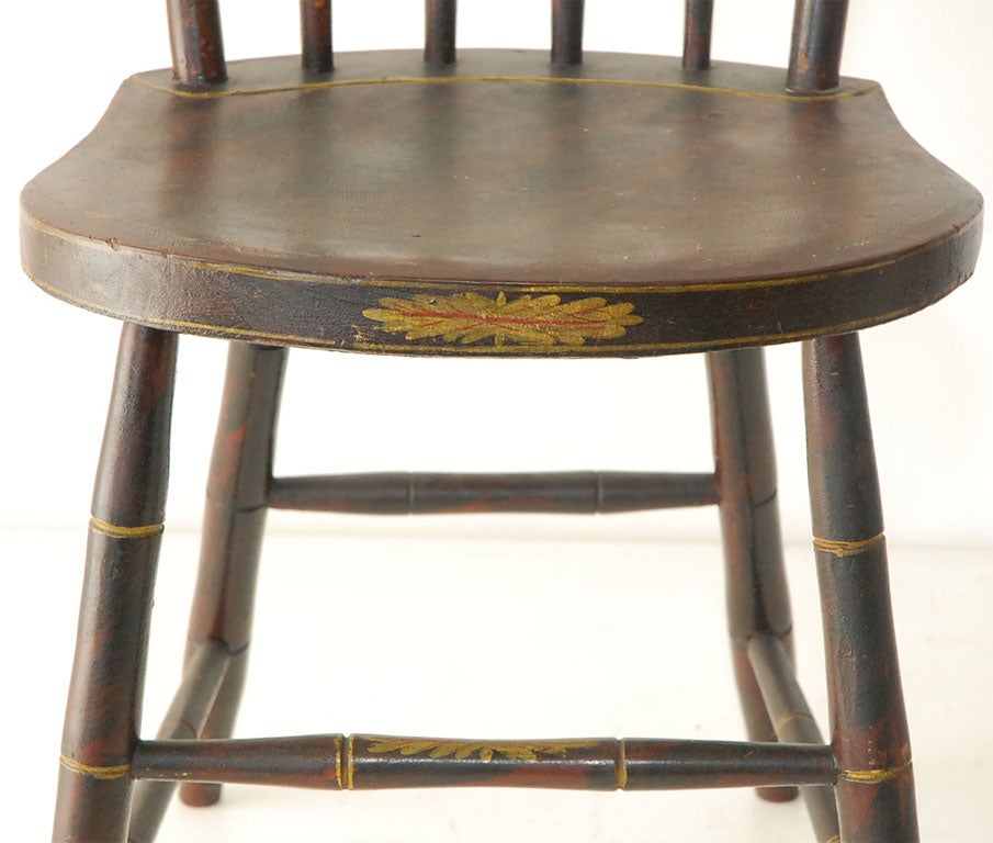 19th Century 19THC ORIGINAL BLACK PAINTED ARROW BACK CHAIRS