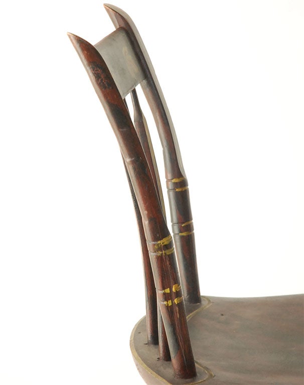 19THC ORIGINAL BLACK PAINTED ARROW BACK CHAIRS 2