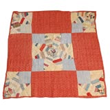 Antique 19THC FANTASTIC MULTICOLORED  STAR QUILT