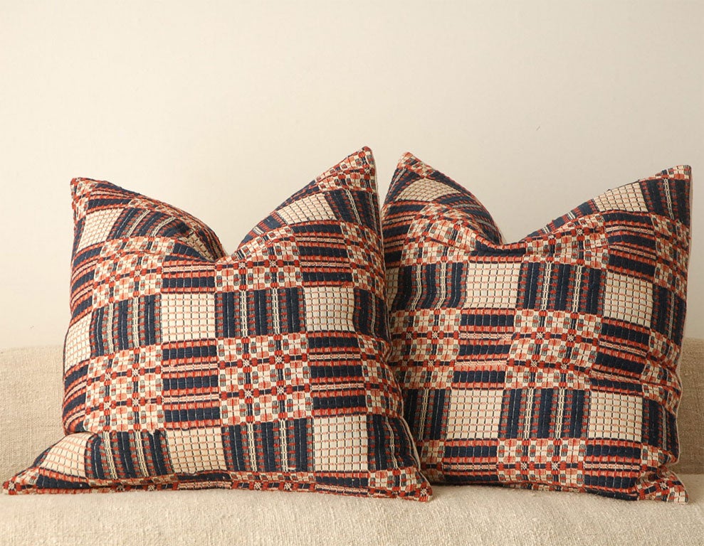 RED AND BLUE COVERLET PILLOWS