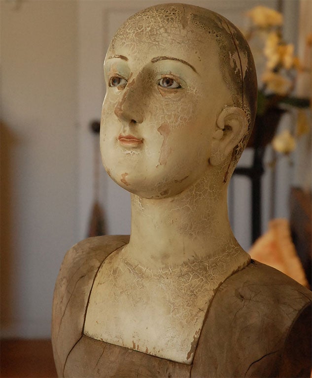 Unknown Life Size Wooden Santos with Glass Eyes