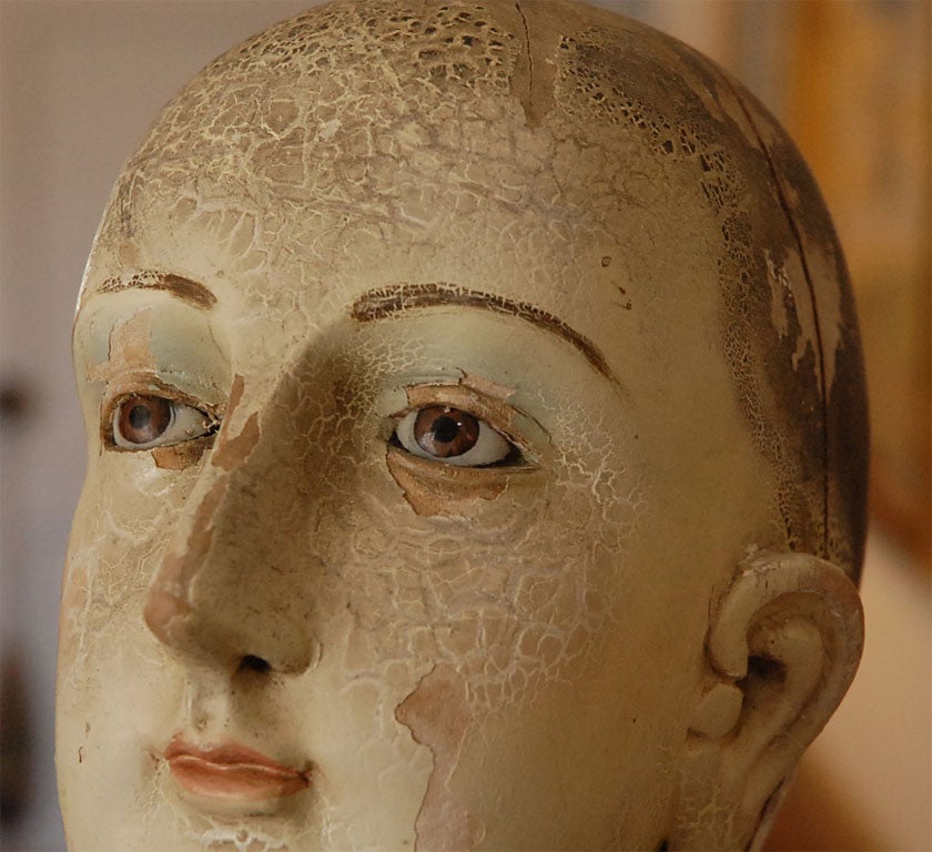 20th Century Life Size Wooden Santos with Glass Eyes