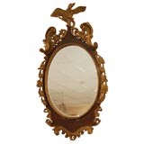 19th C. Handcarved Mahogany and Gilt Mirror with Eagle