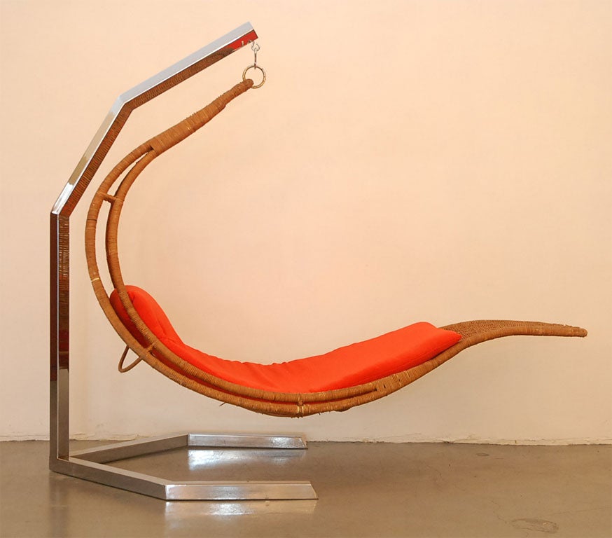 Chrome & Wicker Gondola Swing