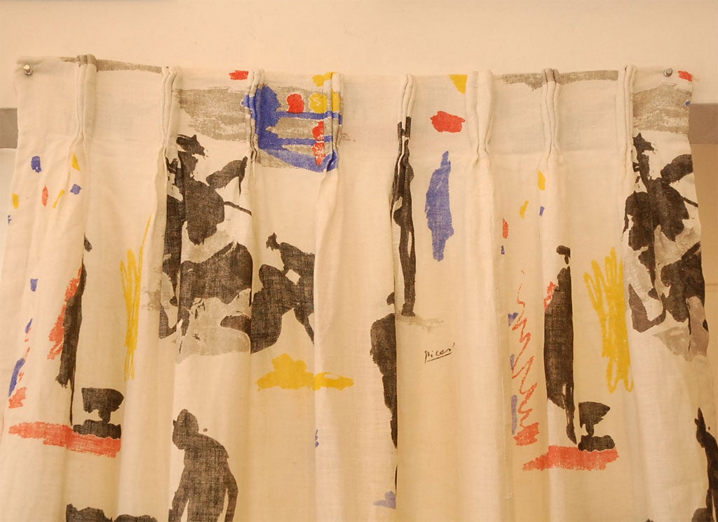 Mid-20th Century Pair Picasso Curtains