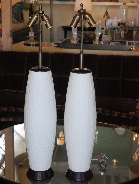 Mid-Century Modern Pair of Italian Glass Table Lamps
