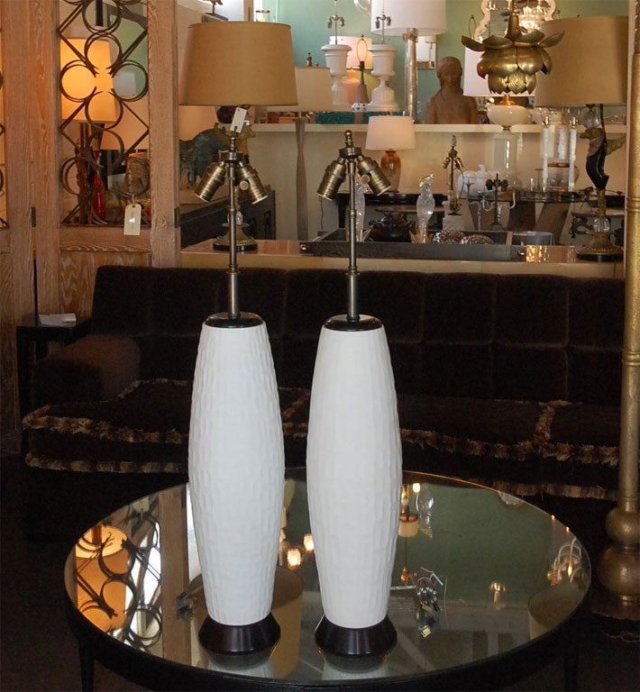 Pair of Italian Glass Table Lamps In Excellent Condition In Los Angeles, CA