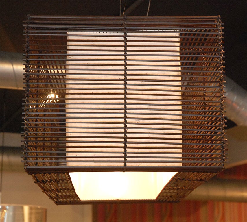 Kai Rectangular Hanging Lamp by Kenneth Cobonpue In Excellent Condition In Los Angeles, CA
