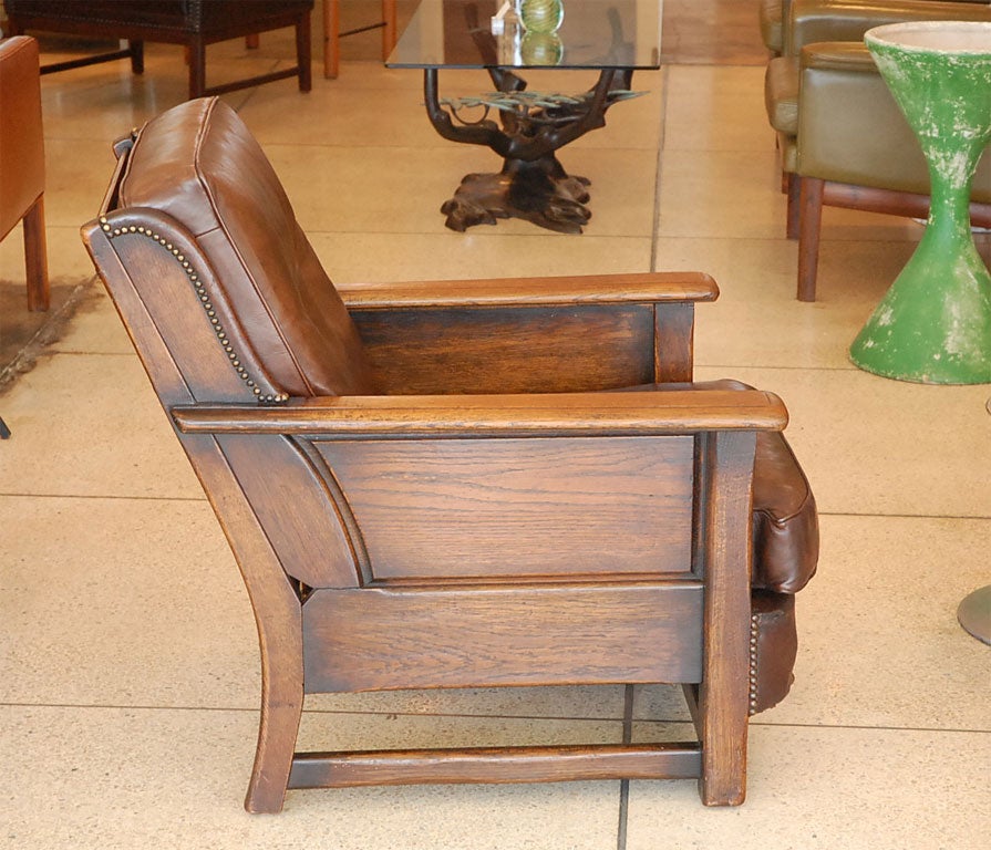 Pair of  Wood & Leather Rustic Chairs 1