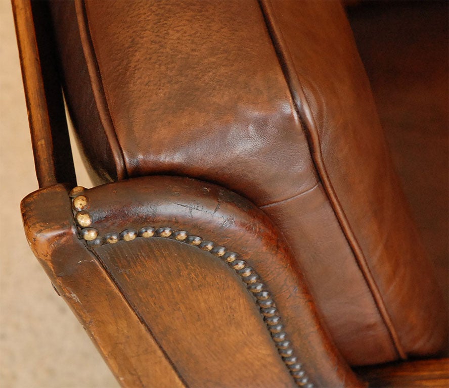 Pair of  Wood & Leather Rustic Chairs 3