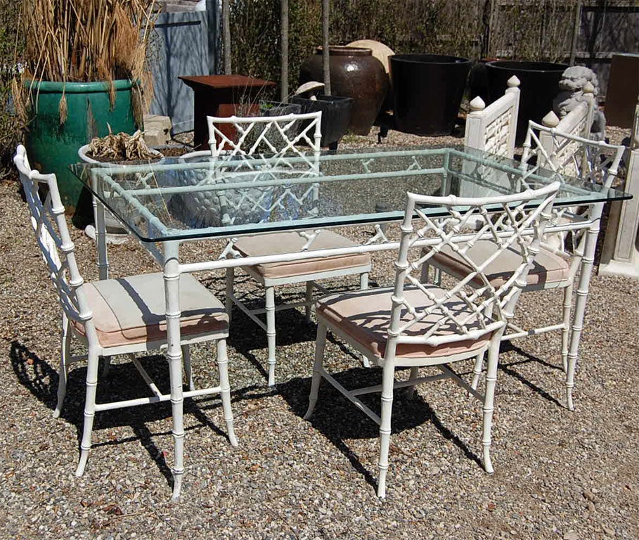Set of 4 Chinese Chippendale style chairs with table