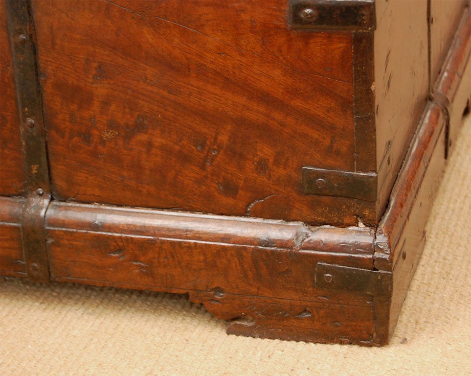 19th Century Anglo-Indian Teak Tea Chest or Trunk 1