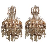 Pair French Pear-shaped Chandeliers Pair French Pear-shaped Chandeliers
