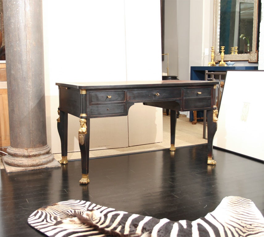 19th Century French Ebonized Desk with Bronze Details