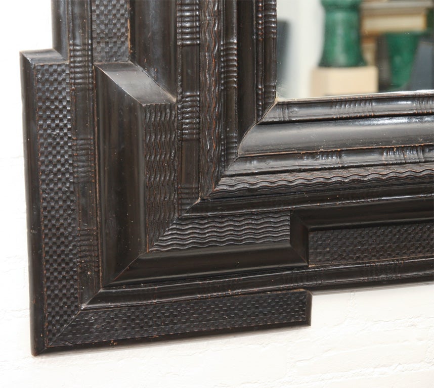 18th Century and Earlier Antique Ebonized Flemish Mirror