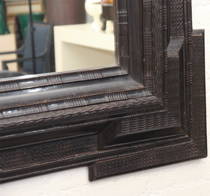 Wood Antique Ebonized Flemish Mirror