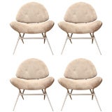 1960
s Saddle Chairs Upholstered in Cappuccino Suede