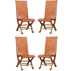 Antique Set of Four 1920s Tall Spanish Chairs