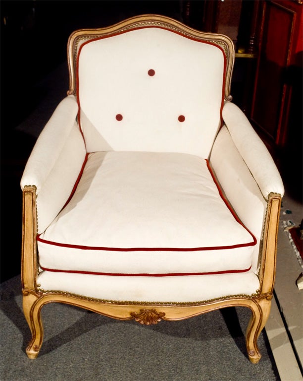 Pair of Jansen Stamped Hollywood Regency Louis XV Style Bergere Lounge Chairs In Good Condition In Stamford, CT