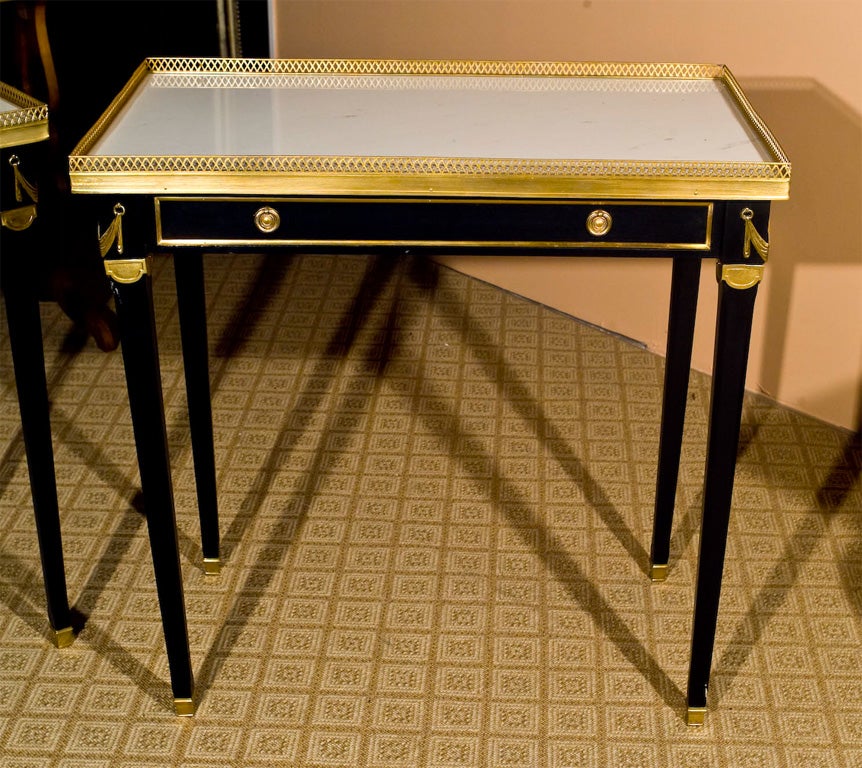 Pair of Stamped Jansen Ebonized Side Tables