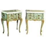 Pair of Stamped Jansen Celeste Blue & Gilt Marble Top Stands