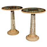 Antique PAIR OF EGLOMISE MIRRORED END TABLES MANNER JANSEN