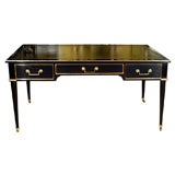 Ebonized Stamped Jansen Desk with Green leather Top