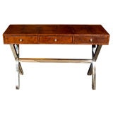 Leather and Chrome X-Based Desk Leather and Chrome X-Based Desk