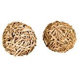 Pair of Driftwood Decorative balls