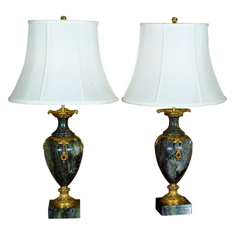 pair of  Neoclassical marble lamps
