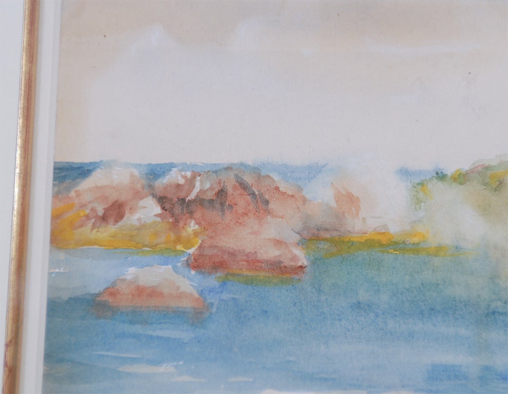 Mid-20th Century Early Coastal Watercolor by Jane Peterson For Sale