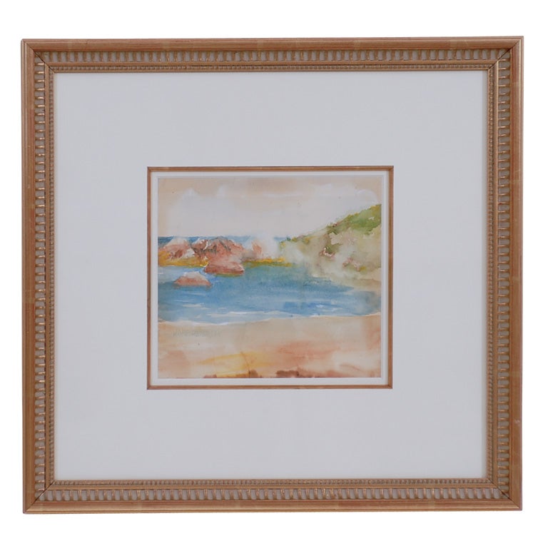 Early Coastal Watercolor by Jane Peterson For Sale