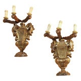 pair of Carved Giltwood Wall Appliques