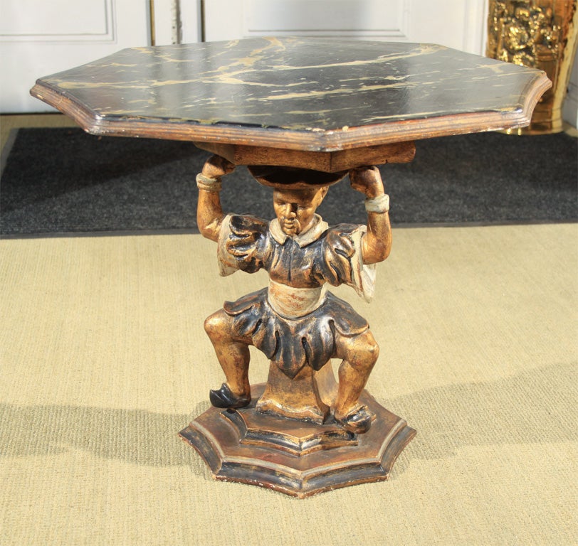 Vintage Venetian Table With Figurine Base