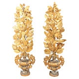 Antique Magnificent  Giltwood Floral Vases
