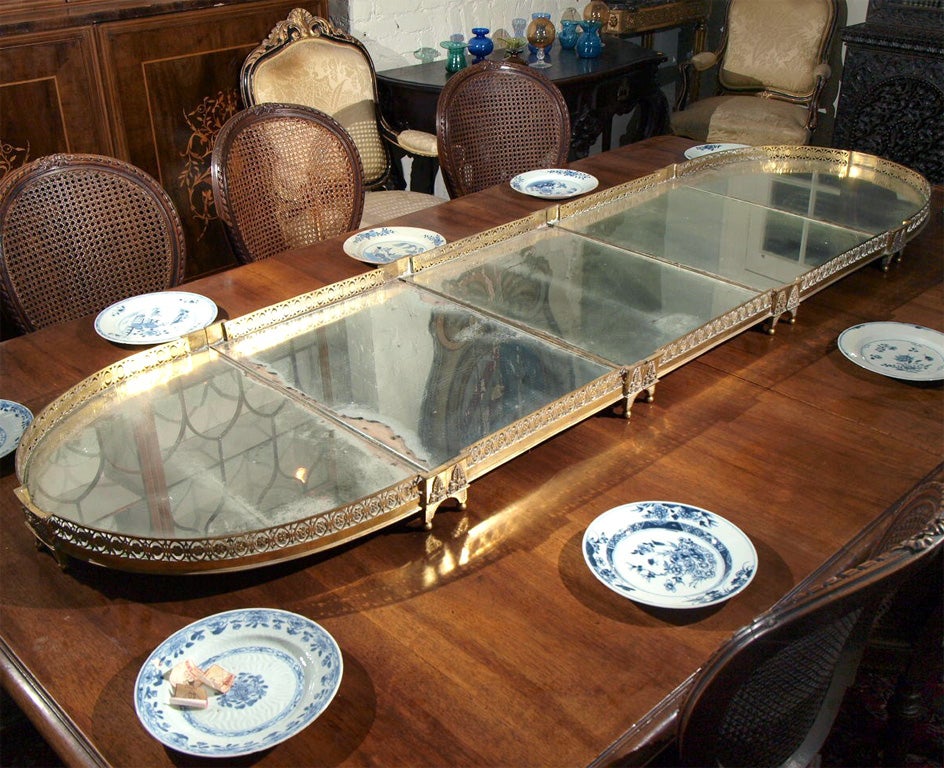 18th c French Bronze surtout de table. This is in four sections and has the original mirror. Can be used with less than all four sections
