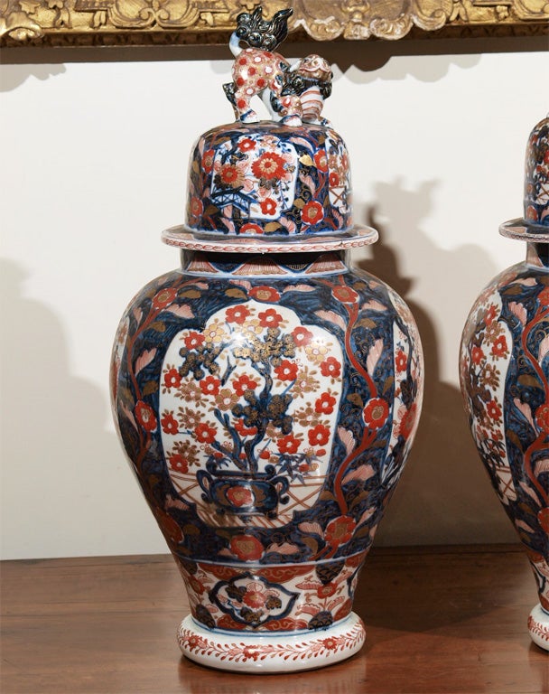 PAIR OF IMARI GINGER JARS