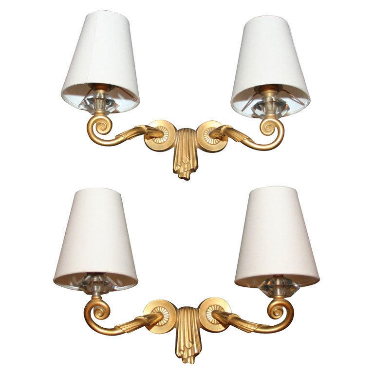 Pair of "Draperie" Wall Sconces by Jules Leleu