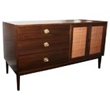 Walnut Credenza with Raffia Front Doors by Drexel