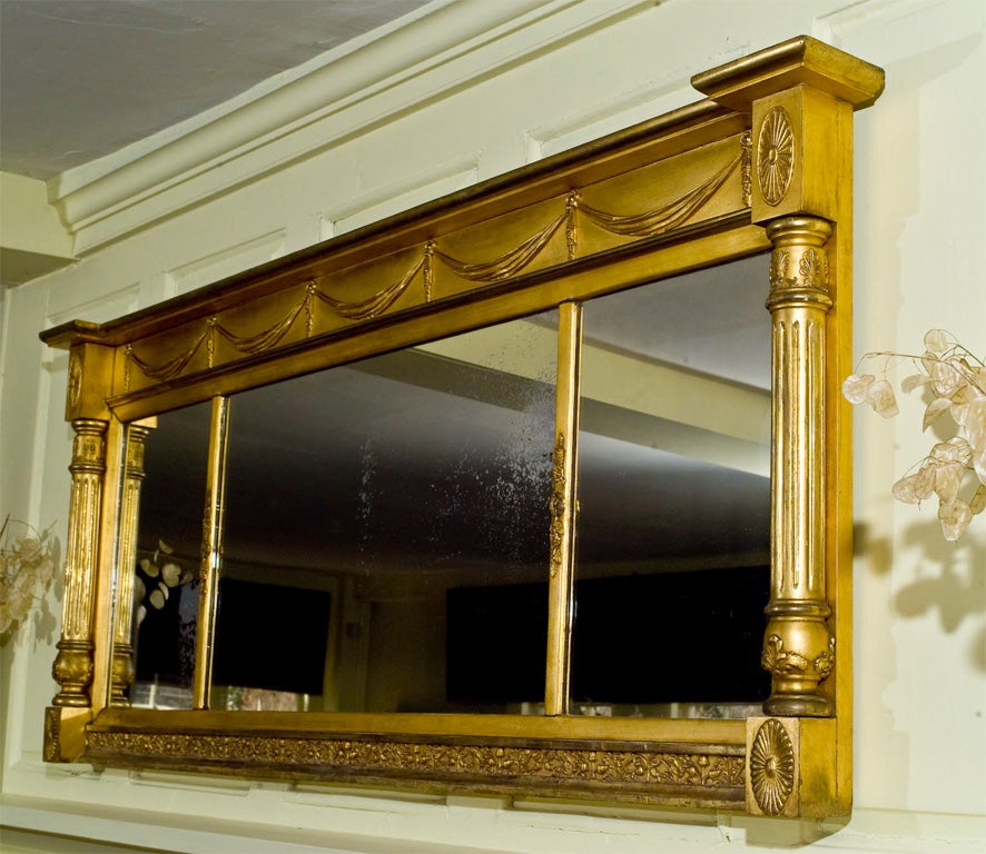 New York Federal Gilt Wood Overmantle Mirror 5