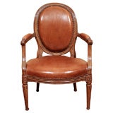 Signed Louis XVI Walnut Fauteuil, Circa 1756