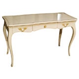 LEATHER TOP CREAM LACQUERED LOUIS XV STYLE WRITING DESK