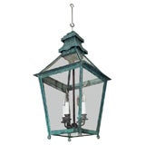 Antique Fine Verdigris Copper Manor Lantern