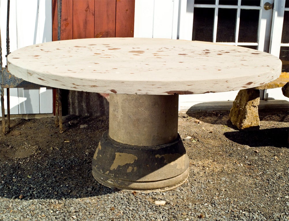 Stone Large Round 19th Century Carved Yorkstone Table For Sale