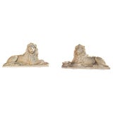 Proper Pair of Large Recumbent Cast Stone Lions