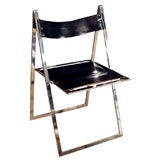 Set of Five Leather and Chrome Folding Chairs