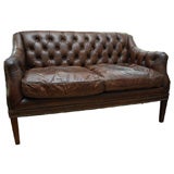 Tufted Leather Settee