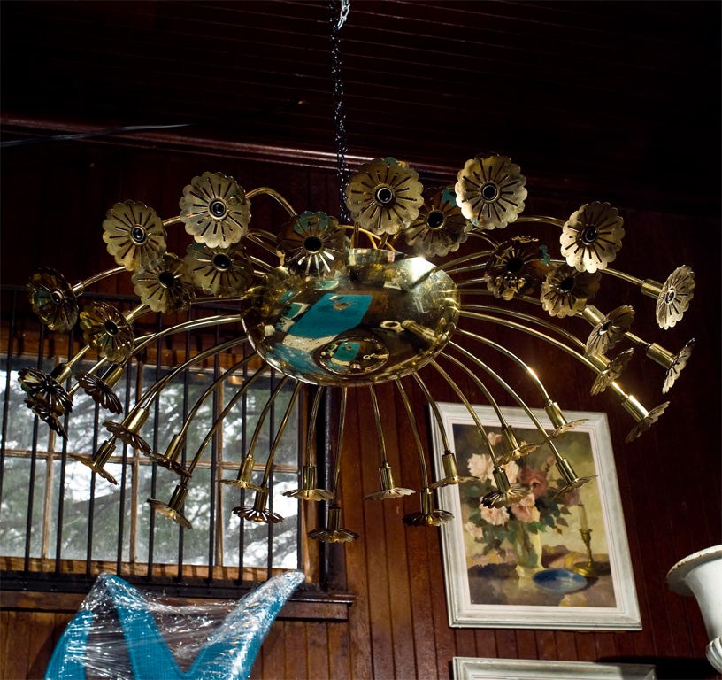 Huge 36 Light Brass Chandelier